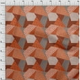 thumbnail image 3 of oneOone Viscose Jersey Medium Orange Fabric Dot|Check & Triangle Geometric Dress Material Fabric Print Fabric By The Yard 60 Inch Wide, 3 of 5