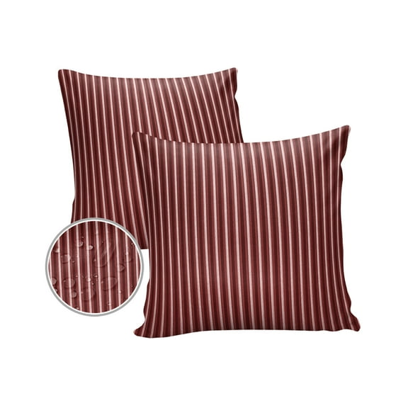 Pack of 2 Outdoor Pillow Covers, Red Stripes Texture Waterproof Square Throw Pillowcase Cushion Decorative Pillow Covers for Couch Patio Tent, 18x18 in
