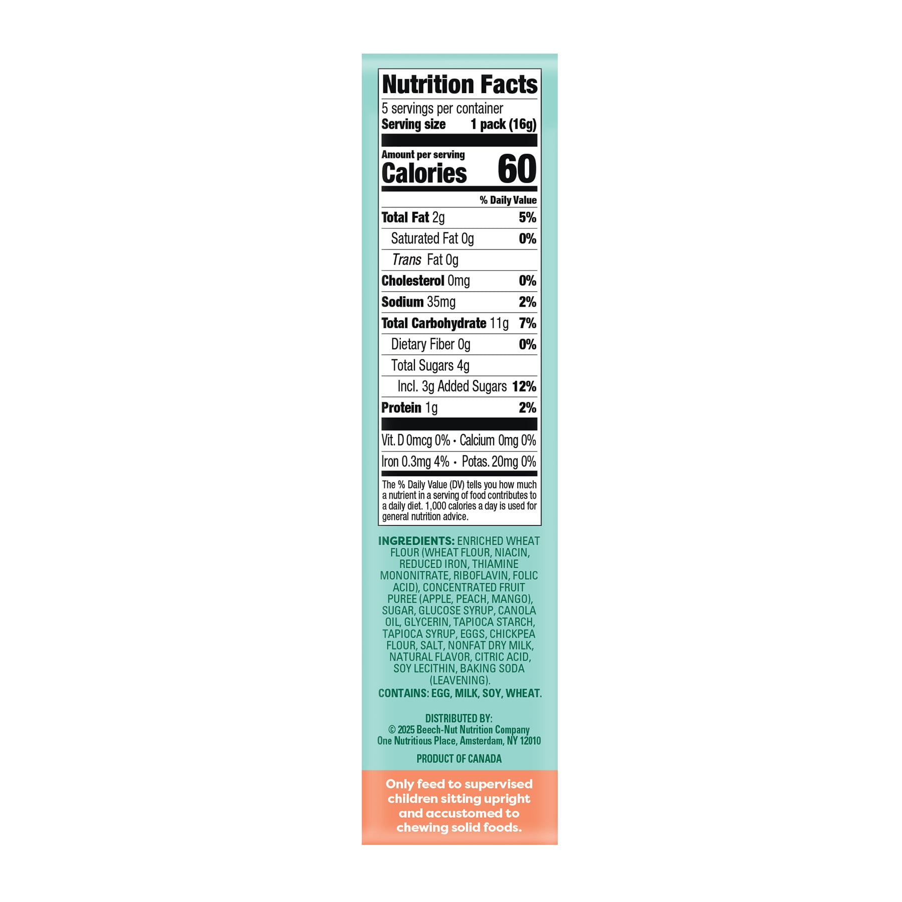 (6 pack) Beech-Nut Jammin' Waffles with Peach Mango Fruit Filling Toddler Snack, 5 Count