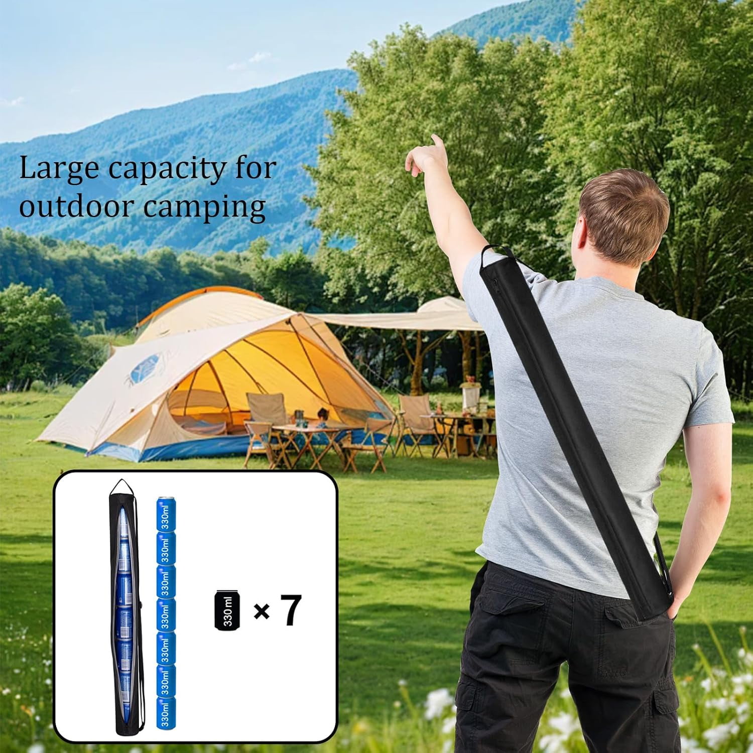 ABCISI 7 Can Golf Beer Sleeve, Insulated Beer Sleeve for Golf Bag, Golf Bag Beer Cooler Sleeve, Beer Sling Holder for Cans Drinks Canned Beverages, Fit Most Golf Bags (Gray)