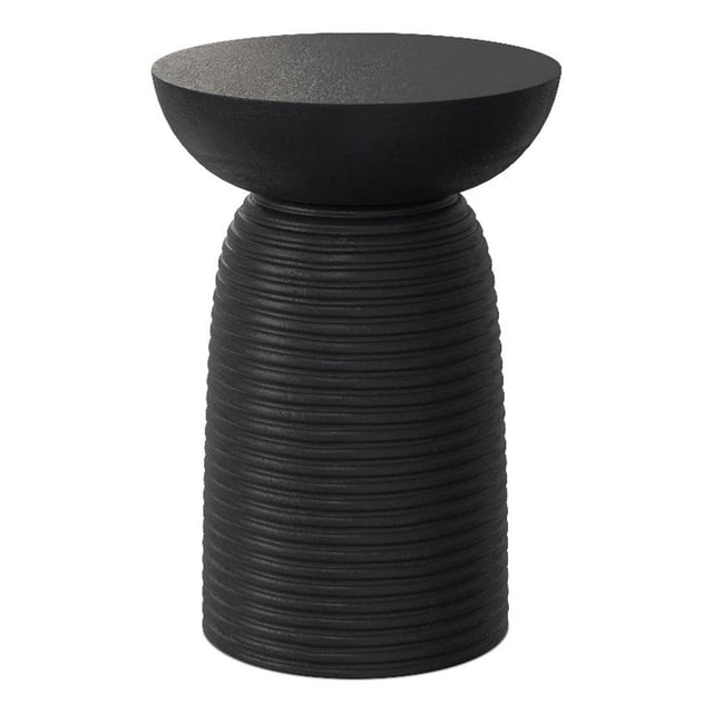 Boyd 13" Wide Solid Mango Contemporary Ribbed Accent Table in Black& Assembled