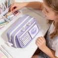 thumbnail image 6 of Big Capacity Pencil Case with 3 Compartments, Large Pencil Pouch Pen Bag Organizer for Office Essentials,Purple, 6 of 7