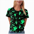 thumbnail image 6 of TOWED22 Halloween Shirts for Women Pumpkin Cat Graphic Tees Fall Crewneck Short Sleeve Costumes Autumn Party Graphic T-Shirt(Green,L), 6 of 9