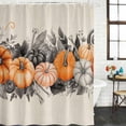 thumbnail image 2 of Halloween Shower Curtain, Waterproof Shower Curtains for Bathroom, Watercolor Country Orange Grey Pumpkin Skull Washable Fabric Bathtub Curtain Set Bath Decor with 12 Hooks 48"x72", 2 of 8