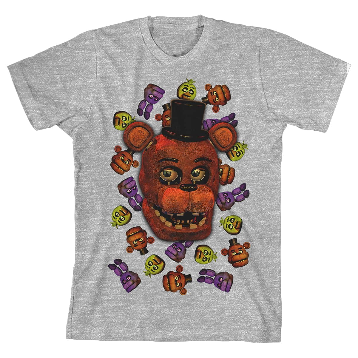 Five Nights at Freddy's Big Face Gray Short Sleeve Tee Shirt-M