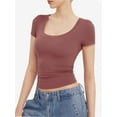 thumbnail image 3 of Womens Basic Scoop Neck Short Sleeve T Shirt Slim Fit Tee Summer Going Out Crop Tops Tight Sexy Shirts, 3 of 6