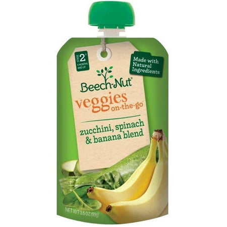 Beech-Nut Veggies on-the-Go Zucchini, Spinach & Banana Blend Baby Food, 3.5 oz, (Pack of 12)
