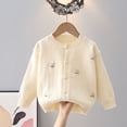 thumbnail image 4 of Nilvkv Cardigan for Girls, Sweaters for Girls, Crew Neck Button-Up Knit Cardigan with 3D Bee Applique for Spring and Fall Wear Beige 7-8 Years, 4 of 8