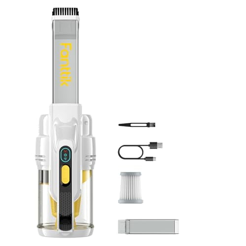 Fanttik Cruise V9 - Aspiradora de mano inalámbrica para coche (15 000 Pa, tubo de extensión, pantalla LED y luz), color blanco
