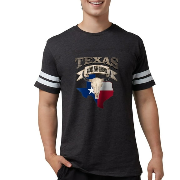 CafePress - Bull Skull Born Texas T Shirt - Mens Football Shirt