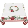 thumbnail image 6 of Poinsettia Christmas Round Tablecloth Square 60x60 Inch, White and Red Christmas Tablecloths Stain Resistance Polyester Winter Table Cloth for Holiday Parties Kitchen Dining Indoor Outdoor, 6 of 6