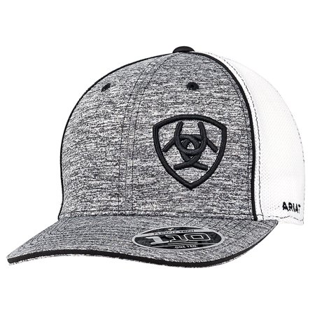 - ARIAT MENS 6HOLOGRAPHIC FLEXFIT TECHNOLOGY OFFSET SHIELD HEATHER CAP BLACK