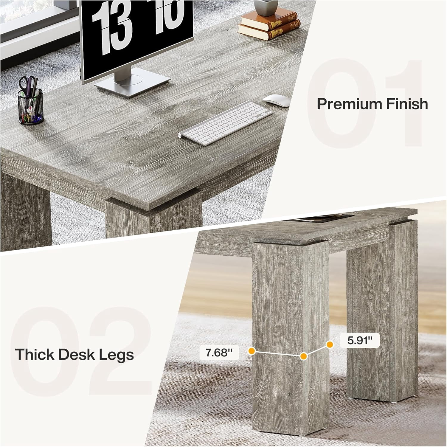 Tribesigns 86-Inch Wood Two-Person Desk, Modern Double Computer Desk, Extra Long Workstation Table for Home Office