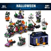 6 in 1 Ghost Car Building Block Sets, Pumpkin Train Party Favor Toys for Kids, Halloween Christmas Birthday Gift for Boys Girls