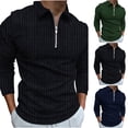 thumbnail image 3 of IROINNID Savings Long Sleeve Pullover Shirts for Men Casual Lapel Striped Pocket Zipper Shirt,Blue, 3 of 5