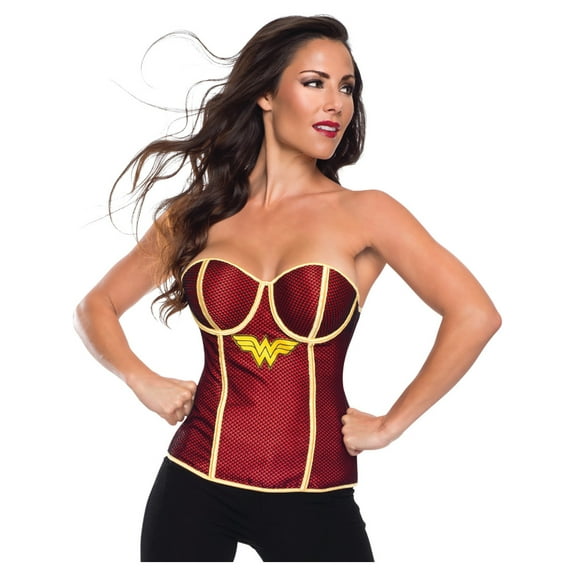 Adult Women's Sexy Wonder Woman Fishnet Corset Overlay Costume Accessory Large