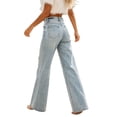 thumbnail image 4 of TEAJOPSUU Women’s Ripped Jeans High Waisted Distressed Baggy Straight Wide Leg Denim Pants Trendy Casual Slim Bootcut Jean Pants Blue, 4 of 5