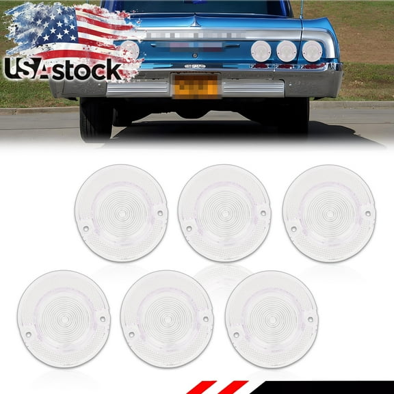 6PCS Clear Lens Rear Bumper Tail Light Rear Light Brake Lights Backup Lights Reverse Light Reflector Light For For 1964 Chevy Impala No bulb/Socket Car Accessories