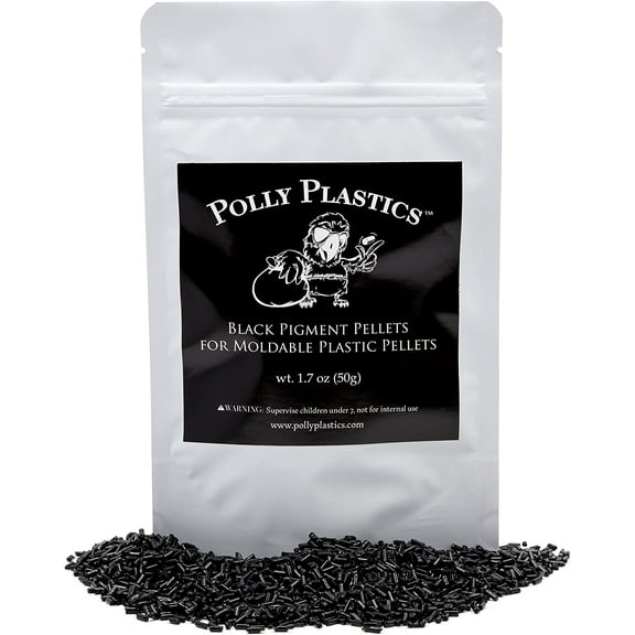 Polly Plastics Black Color Pellets for Moldable Plastic. All Black.