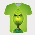 thumbnail image 3 of Venta caliente de camiseta de niño monstruo verde navideño impresión 3d moda de moda impresa manga corta, 3 of 5