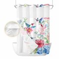 thumbnail image 2 of Watercolor Hummingbird No Hook Shower Curtain Waterproof, Bathroom Curtains with Snap in Liners and See Through Top Window, Colorful Pink Blue Flowers Hotel Style Bathtub Curtains Shower 72"Wx96"L, 2 of 8
