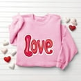 thumbnail image 3 of Valentines Day Pullover Sweatshirts Women Cute Heart Funny Valentine Sweater Tops Casual Long Sleeve Shirts, XS Pink, 3 of 6