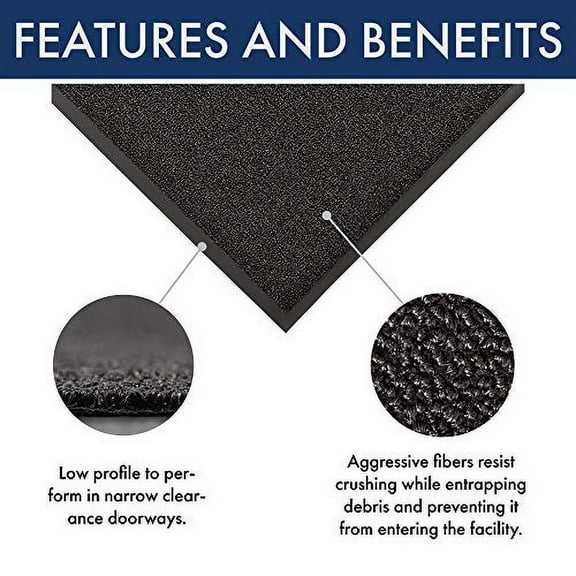 Notrax 231 Prelude Indoor/Outdoor Entrance Mat, for Home or Business, 3' x 5', Black