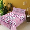 thumbnail image 4 of Ambesonne Pink White Fitted & Top Sheet Set with Shams, Phrases, Pink White, 4 of 8