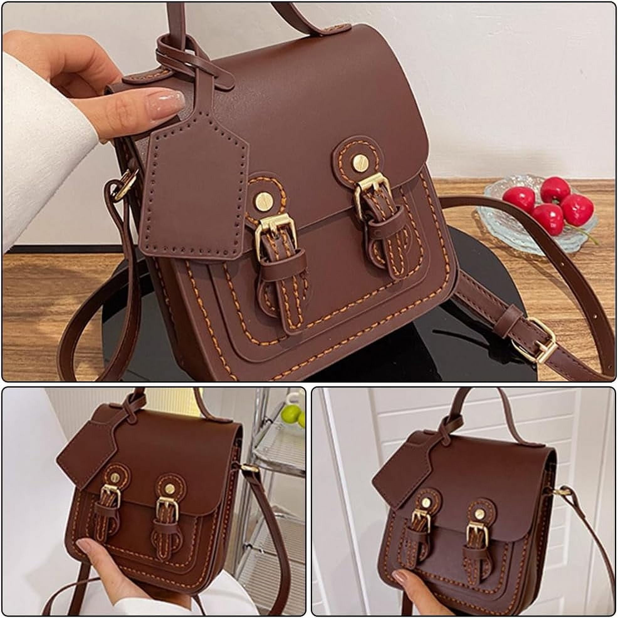 DIY Leather Shoulder Bag Making Kit PU Leather Crossbody Bag Sewing Pattern Materials Craft Kit Handicraft Women Messenger Bag Purse Making Supplies
