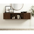 thumbnail image 3 of Kate and Laurel Furrow Modern Wooden Sliding Ribbed Door Wall Cabinet, 30 x 10 x 14, Black, Decorative Storage Cabinet with Sliding Door for Use as Floating Nightstand or Floating TV Shelf, 3 of 11