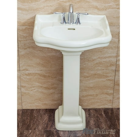 Fine Chinese Ceramics (Fine Fixtures , Roosevelt Biscuit Pedestal Sink - Vitreous China Ceramic Material (4 Inch Faucet Spread)