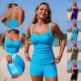 thumbnail image 2 of Yuanlook Women's Ruched Color Block 2 Piece Tankini Set Twist Front Swim Shorts with Pocket Size S-XL, 2 of 7