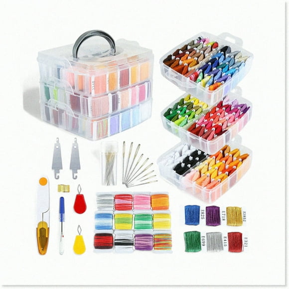 Colorful Connections Friendship Kit - 208 Pack of Embroidery Floss with 192 Unique Colors, Organizer Storage Box, and 16 Cross Stitch Tools - Perfect DIY Gift for Crafting and Creating Lasting Bonds.