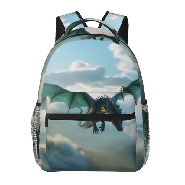 Balery Cloud Sky Green Dragon Mochila Escolar Impresa, Mochila Ligera para Viajes Casual, Mochila Duradera y Cómoda Multifuncional, Mochila para Laptop-One Size