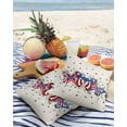 thumbnail image 3 of Pack of 2 Outdoor Pillow Covers, Independence Day American Flag Butterfly Retro Linen Waterproof Square Throw Pillowcase Cushion Decorative Pillow Covers for Couch Patio Tent, 18x18 in, 3 of 6