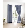 thumbnail image 3 of Farmhouse Navy Blue White Striped Blackout Curtains for Bedroom/Living Room, Thermal Insulated Kitchen Curtains, Modern Stripes Grommet Darkening Window Treatment Drapes 42"x84"x2, 3 of 8
