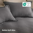 thumbnail image 4 of Luxury Waffle Duvet Cover Queen Size - Textured Duvet Cover Set, Soft, Breathable Bedding Set (90"x90") with 2 Pillow Shams for All Season, Dark Grey, Comforter Not Included, 4 of 9