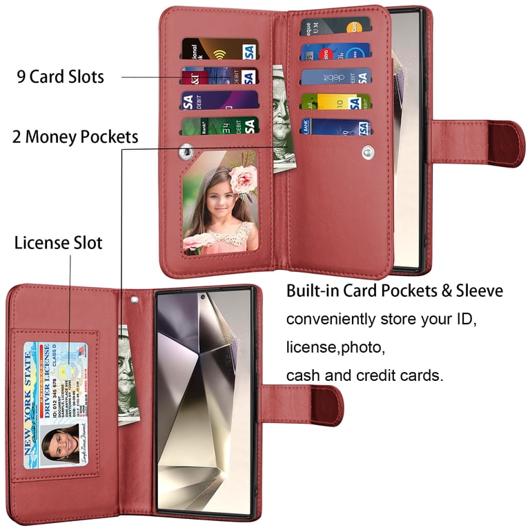 s24 ultra card holder sleeve case Multicase Samsung Galaxy Series Leather with Holders in Magnets in the case For Samsung Galaxy S24 Ultra