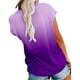 thumbnail image 3 of Camisa degradada para mujer, camiseta de verano holgada informal de manga corta con cuello redondo y bolsillo, 3 of 5