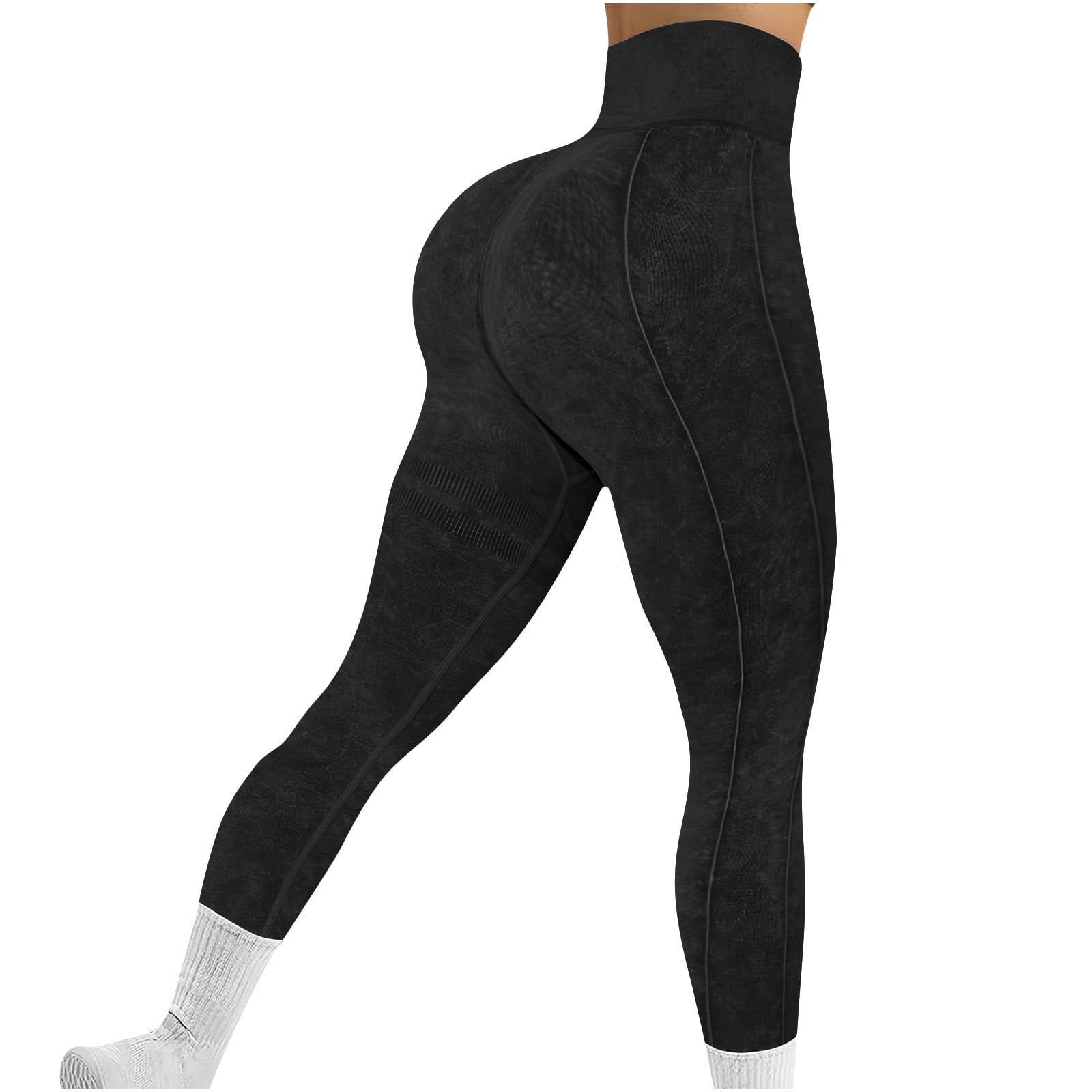 Legging,Pantalon de Sport Taille Haute Moulant Extensible de Yoga, Pantalon de Sport de Fitness pour Femmes de Course Push-up-Noir L
