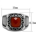 thumbnail image 2 of High polished (no plating) Stainless Steel Ring with Semi-Precious Agate in Siam for Women Siam Stone Color Style TK3007 Size 8, 2 of 4