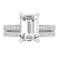 thumbnail image 2 of Dazzlingrock Collection 10x7mm Lab-Created Emerald Cut White Sapphire & 1.19 Ctw Round White Diamond Eternity Wedding Ring Set for Women in 10K White Gold, Size 5, 2 of 5