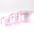thumbnail image 3 of Tssuoun 3 Sizes Measuring Cup Jug Clear Plastic Baking Kitchen Set Flour Water Pink 300ml, 3 of 8