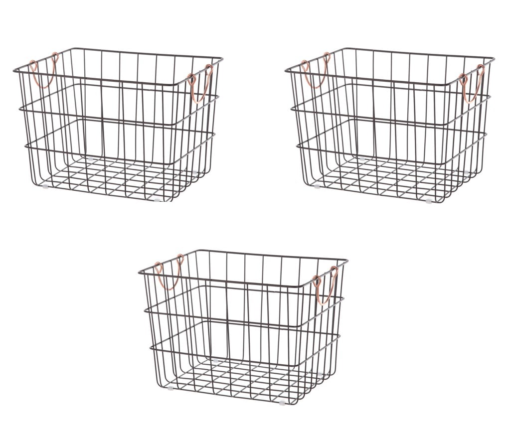 Metal Wire Baskets by Handcrafted 4 Home Set of 2 