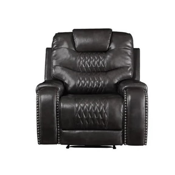 Bowery Hill Contemporary Recliner in Magnetite Faux Leather