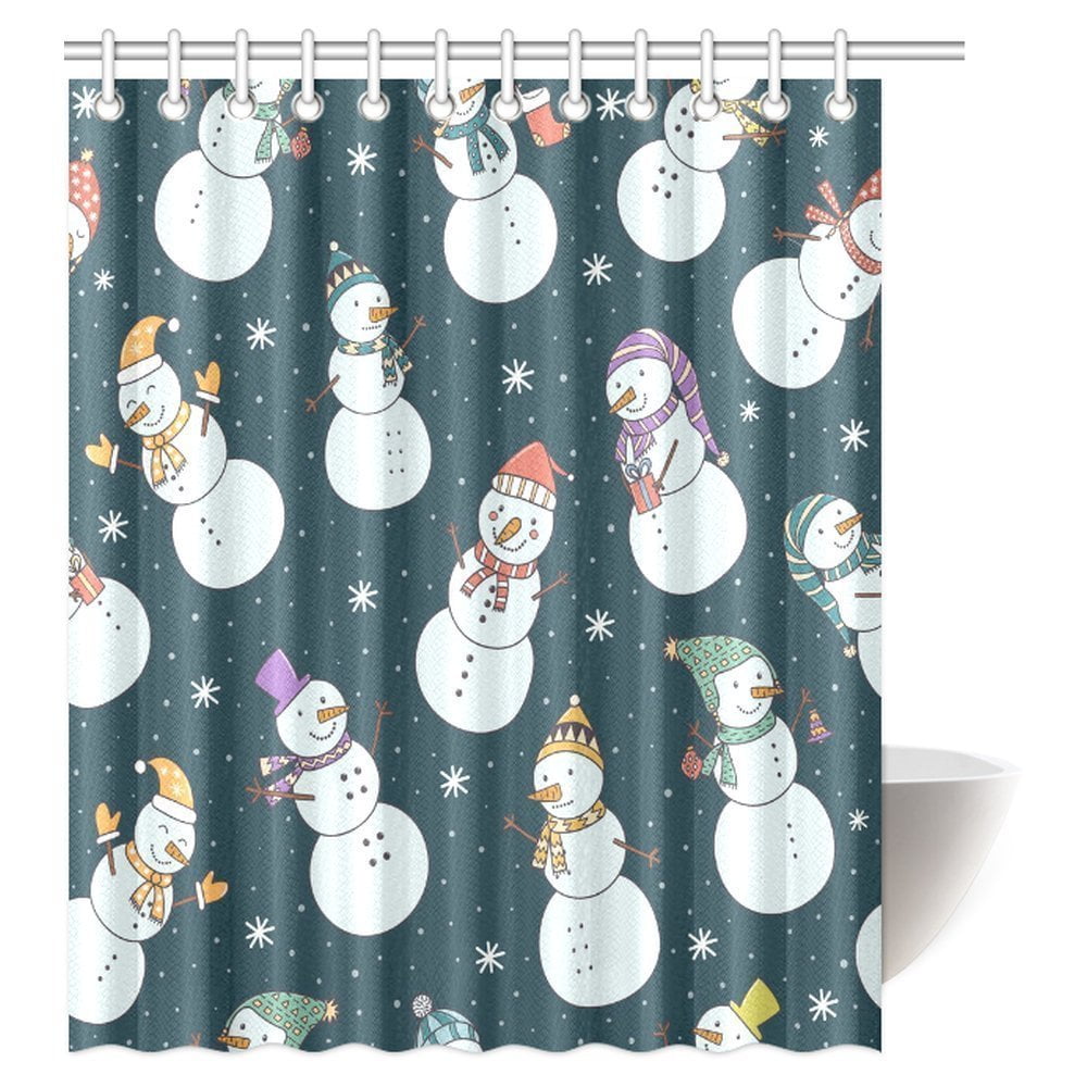 Christmas Frosty The Snowman Trio Polyester Fabric Bathroom Shower Curtain 