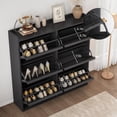 thumbnail image 4 of Shoe Storage Cabinet with 6 Flip Drawers for Entryway, Wooden Shoe Organizer with Adjustable Shelf Hidden Shoe Cabinet,Black, 4 of 7
