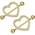 thumbnail image 6 of 14G Rhinestone Heart Nipple Rings for Women Shiny Cubic Zirconia Hollow Love Heart Nipplerings Barbell Nipple Piercing Nipple Shield Rings Body Piercing Jewelry, 6 of 8
