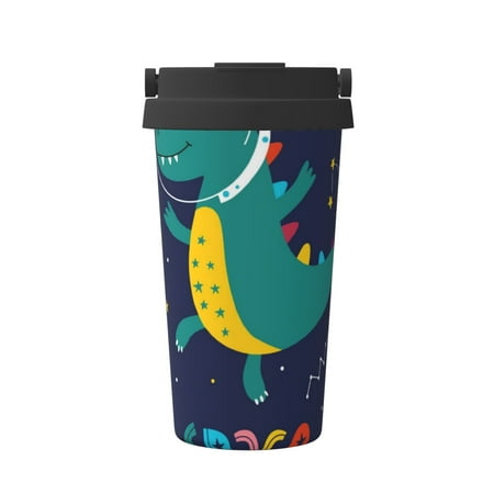 

KLL Dinosau Space Explorer Pattern Stainless Steel Vacuum Insulated Tumbler - Carry Insulated Coffee Mug - Reusable Insulated Cold Brew Iced Coffee Cup Thermos