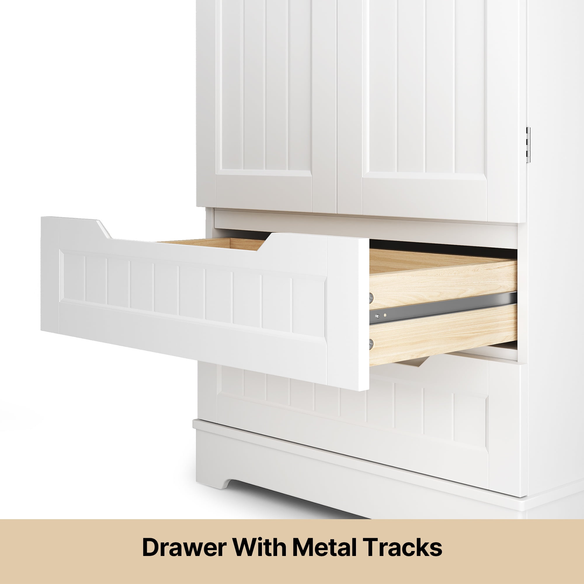 47" Kitchen Pantry Storage Cabinet with 2 Drawers, 8 Shelves and 2 Doors, White